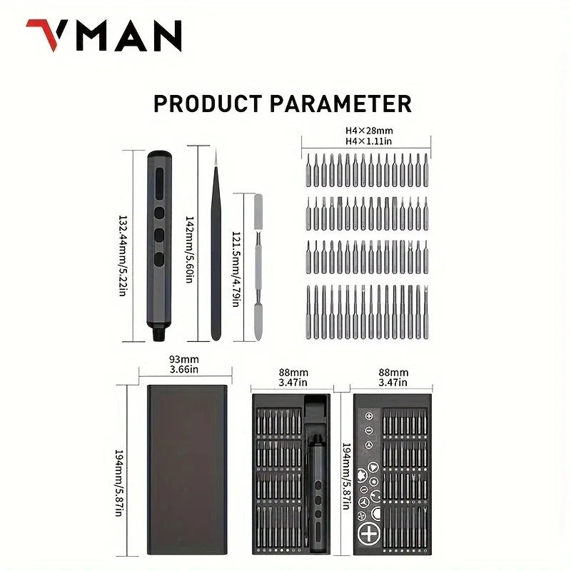 Vman Tools 68 in 1 Electric Screwdriver Set